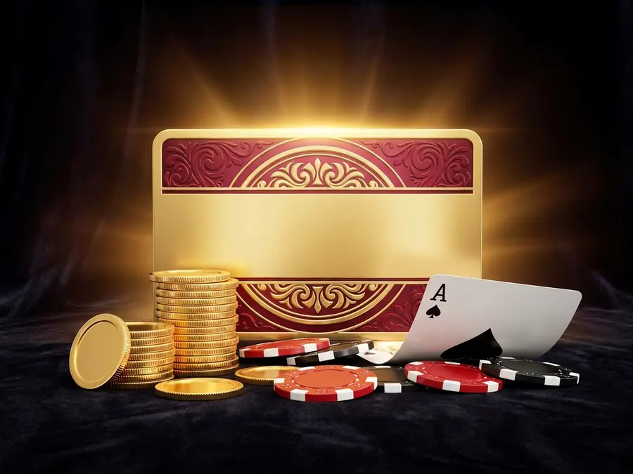 Premium Casino Bonus mit Chips, Karten und Goldmünzen